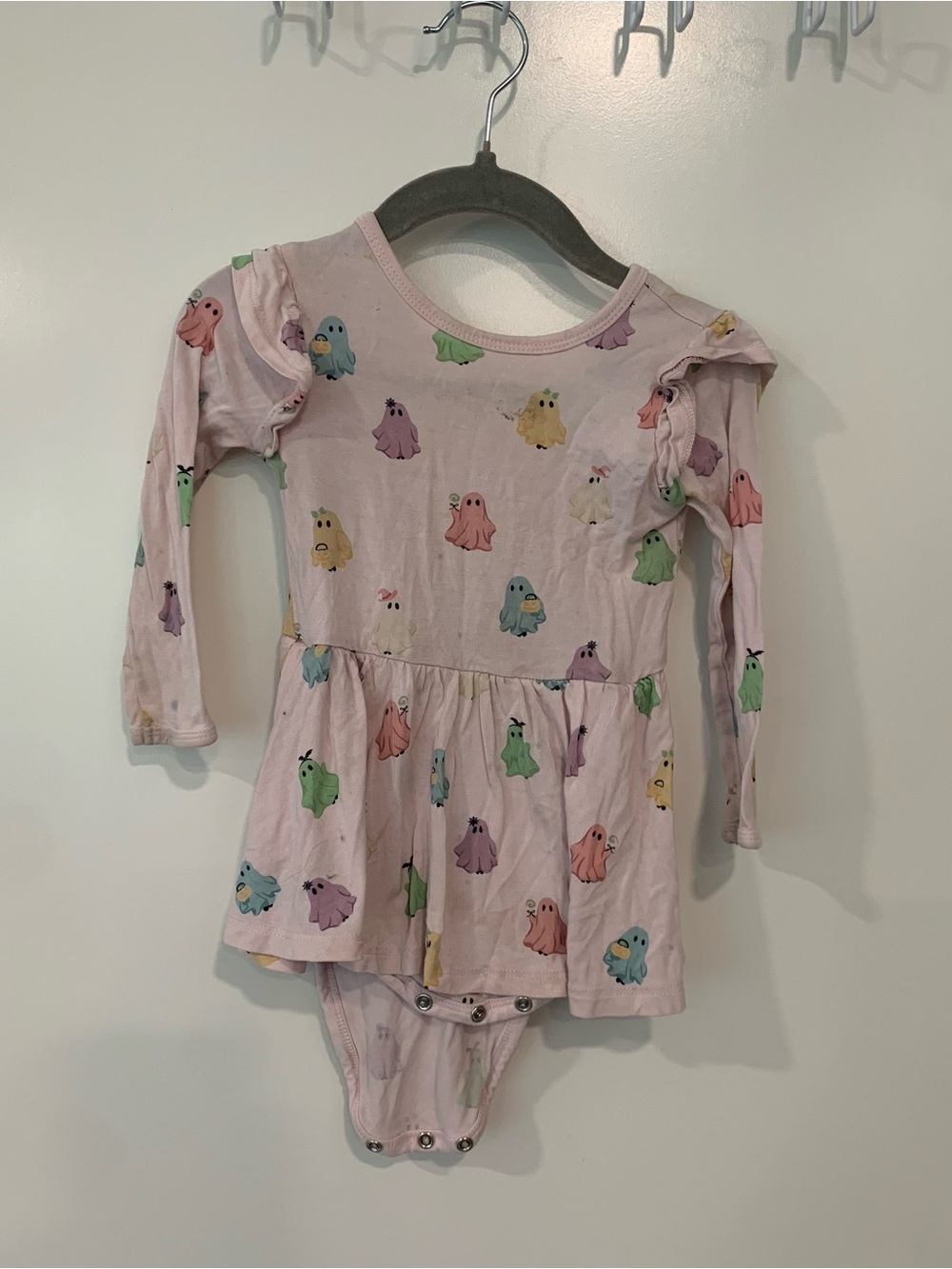 Kyte Baby Long Sleeve Twirl Bodysuit Dress Pastel Ghost 12-18M